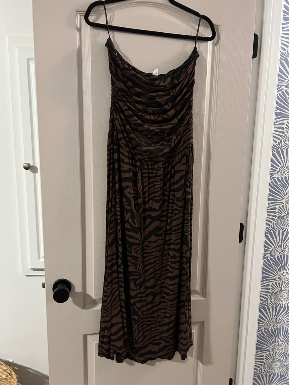 Old Navy Brown and Black Zebra Print Maxi Slip Dress